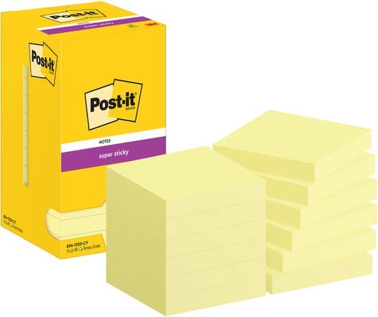 Post-it Super Sticky Notes 76 × 76 mm – geel – 12 blokjes